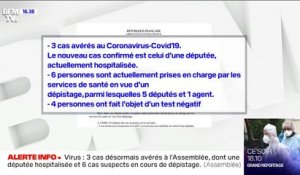 Coronavirus: 3 cas désormais avérés à l'Assemblée national dont une députée hospitalisée
