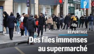 Coronavirus : de longues files d'attente devant les supermarchés parisiens