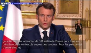 Emmanuel Macron annonce une "garantie de l'État à hauteur de 300 milliards d'euros" pour les prêts bancaires des entreprises