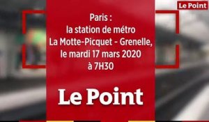 Paris : la station La Motte-Picquet - Grenelle, le mardi 17 mars 2020, à 7h30