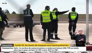 Coronavirus - Les images spectaculaires de l'arrivée des masques en France protégées par des dizaines de gendarmes armés de  fusils d'assaut