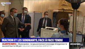 Hôpital: le face à face tendu entre Emmanuel Macron et des soignants