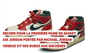 Record pour la première paire de basket Air Jordan portée par Michael Jordan vendue 517 000 euros aux enchères