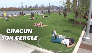 À New York, des cercles tracés dans ce parc pour maintenir la distance sociale