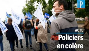 Paris : les policiers en colère manifestent sur les Champs-Elysées