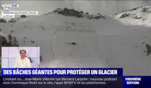 Dans les Alpes italiennes, des bâches géantes sont installées pour protéger un glacier