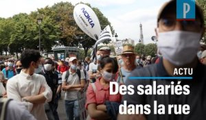 Les salariés de Nokia, "trahis" par un plan de licenciement, défilent en force à Paris