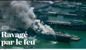 Un violent incendie ravage un navire militaire américain en Californie
