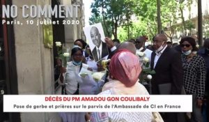 Décès du PM Amadou Gon Coulibaly, pose de gerbe et prières sur le parvis de l’Ambassade de Côte d’Ivoire en France