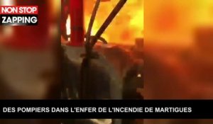 Des pompiers coincés au cœur de l'incendie de Martigues, les images impressionnantes (Vidéo)