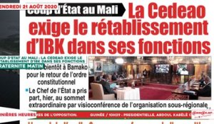 Le Titrologue du 21 Août 2020 : Coup d’Etat au Mali, la CEDEAO exige le rétablissement d’IBK dans ses fonctions