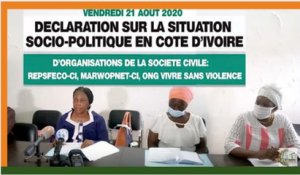 SITUATION SOCIO-POLITIQUE EN COTE D'IVOIRE: LES FEMMES DE LA CEDEAO EXHORTENT AU DIALOGUE.