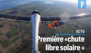 Un parachutiste suisse saute d'un avion propulsé à l'énergie solaire