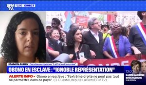 Couverture de Valeurs Actuelles: Manon Aubry (LFI) dénonce une "opération qui vise à salir Danièle Obono et à la détruire"