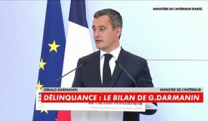 Délinquance - Le ministre de l'Intérieur Gérald Darmanin s'exprime lors d'une conférence de presse