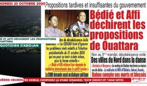 Le titrologue du Vendredi 23 Octobre 2020/ Bédié et Affi déchirent les propositions de Ouattara
