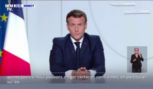 Emmanuel Macron: "Si d'ici 15 jours nous maîtrisons mieux la situation, nous pourrons réévaluer les choses et espérer ouvrir certains commerces"