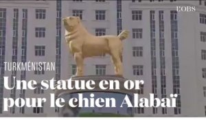 Le président du Turkménistan inaugure une statue géante de chien en or