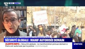 Loi "sécurité globale": pour Bruno Retailleau, "après le trouble que cet article 24 a pu créer, c'est important qu'une manifestation, puisse se dérouler pacifiquement"