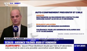 Absence tolérée à l'école jeudi et vendredi: Jean-Michel Blanquer assure que "c'est un simple conseil qui vient du Conseil scientifique"
