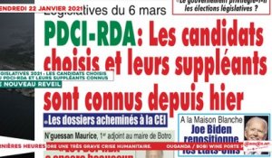 Le Titrologue du 22 Janvier 2021 : Législatives 2021, les candidats choisis du PDCI-RDA et leurs suppléants connus
