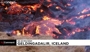Images spectaculaires d'une éruption volcanique dans le sud-ouest de l'Islande