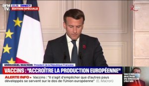 Emmanuel Macron sur les doses à destination des pays pauvres: avec les membres de l'Union européenne, "nous préparons ensemble des mécanismes de solidarité"