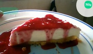 Cheesecake ricotta-mascarpone, coulis de fraises des bois & framboises