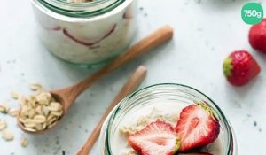 Overnight oats au fromage blanc et fraises