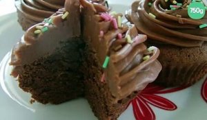 Cupcakes moelleux chocolat glaçage chocolat caramel
