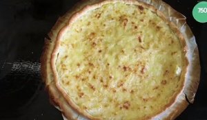 Tarte aux poireaux et lardons à la béchamel