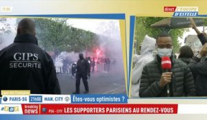 Les supporteurs parisiens devant l'hôtel des joueurs - Foot - C1 - PSG
