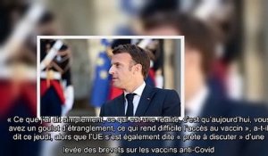 Coronavirus Emmanuel Macron se dit « tout à fait favorable » à la levée des brevets sur les vaccin