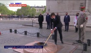 Commémoration du 8-mai: Emmanuel Macron ravive la flamme du soldat inconnu