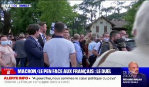 Marine Le Pen sifflée par des manifestants lors de son départ de Saint-Chamond, dans la Loire