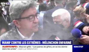 Jean-Luc Mélenchon enfariné: notre journaliste témoigne de la scène