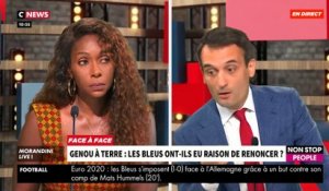 Genou à terre: Les Bleus ont-ils eu raison de renoncer ? Regardez le débat tendu entre Florian Philippot et Thiaba Bruni, Vice-Présidente du CRAN, dans "Morandini Live" - VIDEO