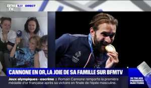 La joie de la famille de Romain Cannone sur BFMTV après sa première médaille d'or aux JO