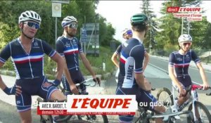 La reconnaissance du parcours avec le staff et l'équipe de France - Cyclisme - ChE (H)