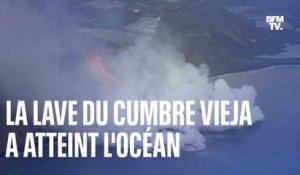 Les images de la lave du volcan Cumbre Vieja au contact de l'océan aux Canaries