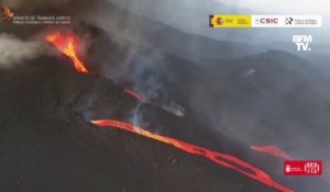 Éruption volcanique aux Canaries: les images aériennes des cratères et des coulées de lave
