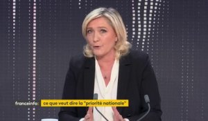 Emplois : "L'objectif, c'est la priorité nationale", affirme Marine Le Pen, se référant au général de Gaulle