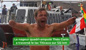 Le nageur quadri-amputé Théo Curin traverse le lac Titicaca sur 122 km