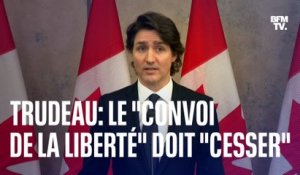 Justin Trudeau sur le "convoi de la liberté": "Cette activité illégale doit cesser et elle cessera"