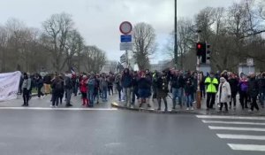 Convoi des Libertés à Paris: des manifestants arrivent au parc du Cinquantenaire