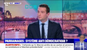 Jordan Bardella: "En l'état actuel des choses, Marine Le Pen n'a pas les parrainages pour être candidate"