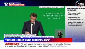 Emmanuel Macron: "La réforme que je souhaite mener, c'est d'augmenter progressivement l'âge légal à 65 ans, de prendre en compte les carrières longues, les questions d'invalidité et la réalité des métiers et des tâches pour avoir un système juste"
