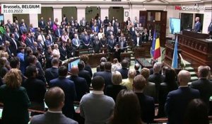 L'hymne ukrainien joué au parlement belge avant la prise de parole de Volodymyr Zelensky