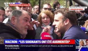 Emmanuel Macron interpellé par des soignants à Mulhouse sur les salaires et les moyens à l'hôpital