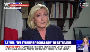 Retraites: Marine Le Pen veut mettre en place un "système progressif"